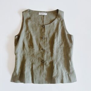 Valerie Stevens Pure Linen Button Down Vest Top- Size L